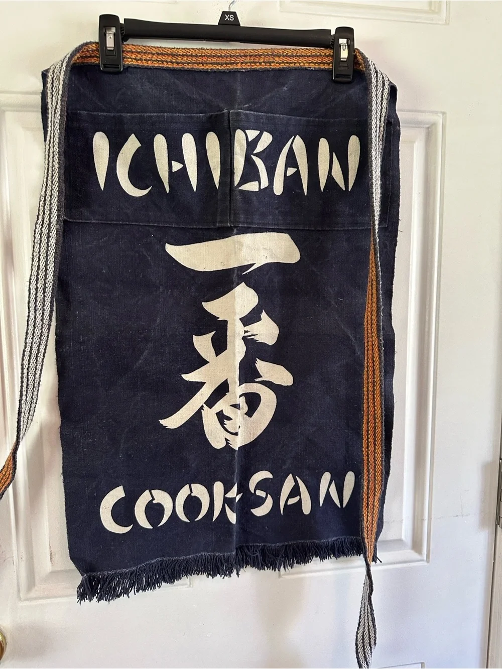 Classic 1950’s Japanese Blue Indigo handmade Kitchen Apron with Front Print